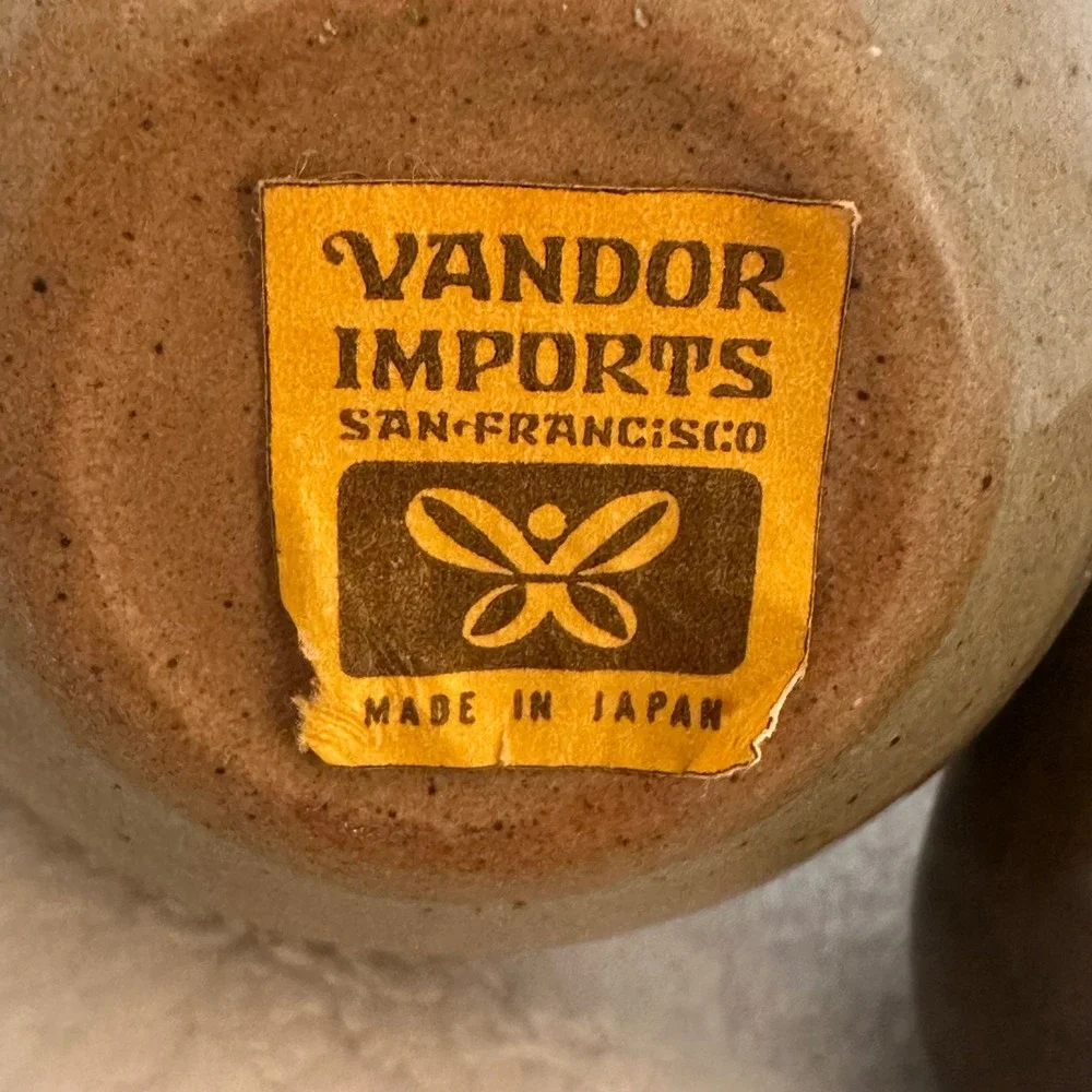 Vandor Import Bud Vase Set Small Brown Excellent Vintage Japan Pottery Retro MCM